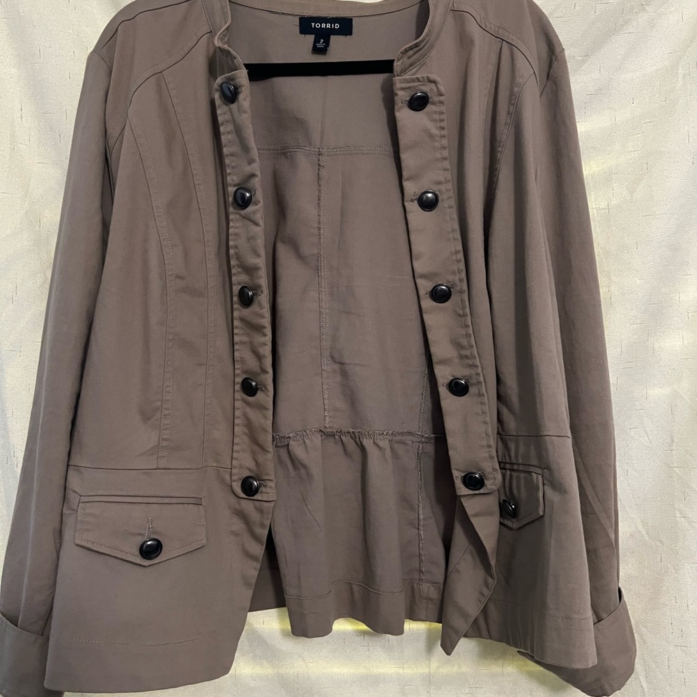 Torrid Brown Peplum Utility Jacket